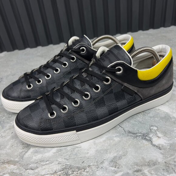 Louis Vuitton Twister Trainers Gray Damier Suede Canvas Leather 7 LV 8 US 41 EU - Picture 1 of 12